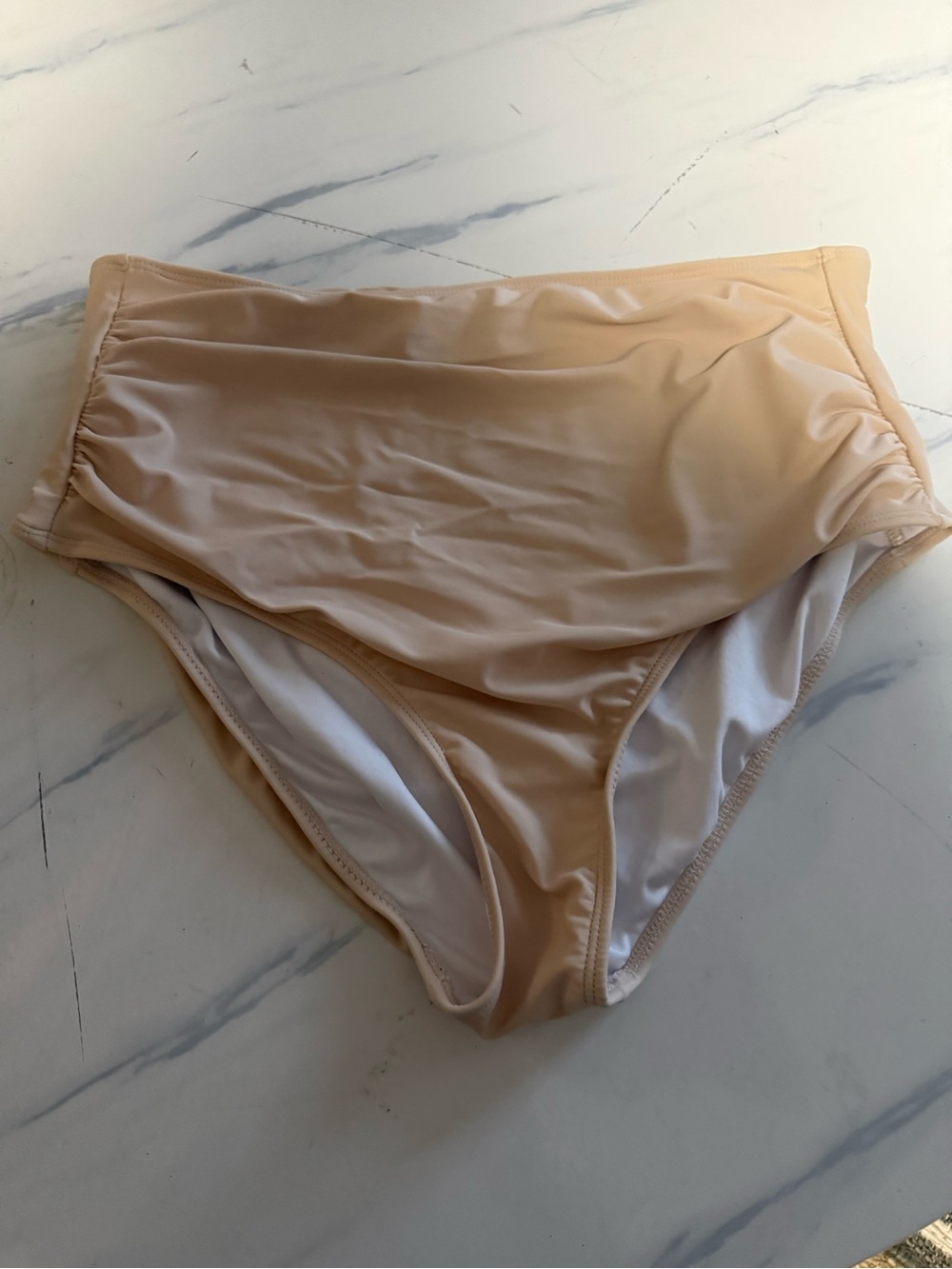 Coral Reef High-Waist Bikini Bottoms in Nude